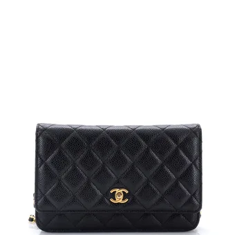 Chanel Turnlock CC Wallet on Chain Quilted Caviar