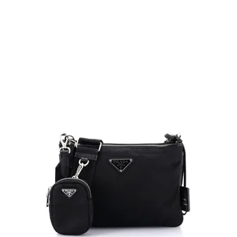 Prada Re-Edition 2000 Double Zip Shoulder Bag Tessuto Small