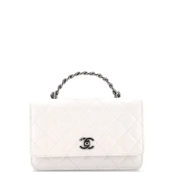 Chanel Crystal Top Handle Wallet on Chain Quilted Lambskin