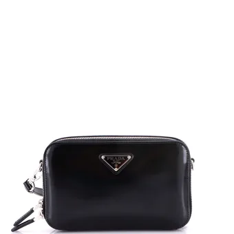 Prada Zip Around Crossbody Bag Brushed Leather